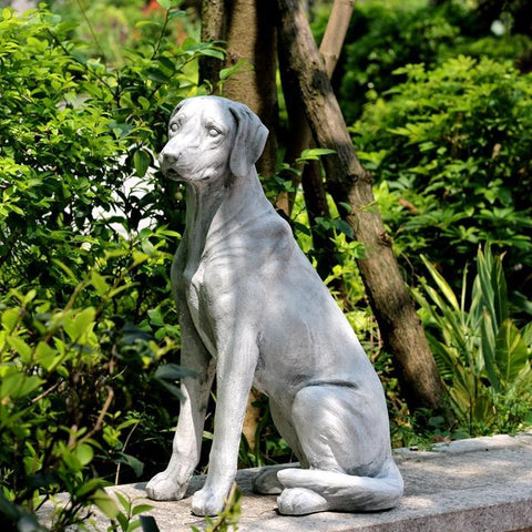 Large Dog Statue for Garden, Sitting Dog Statues, Pet Statue for Garden Courtyard Ornament, Villa Outdoor Decor Gardening Ideas-Art Painting Canvas