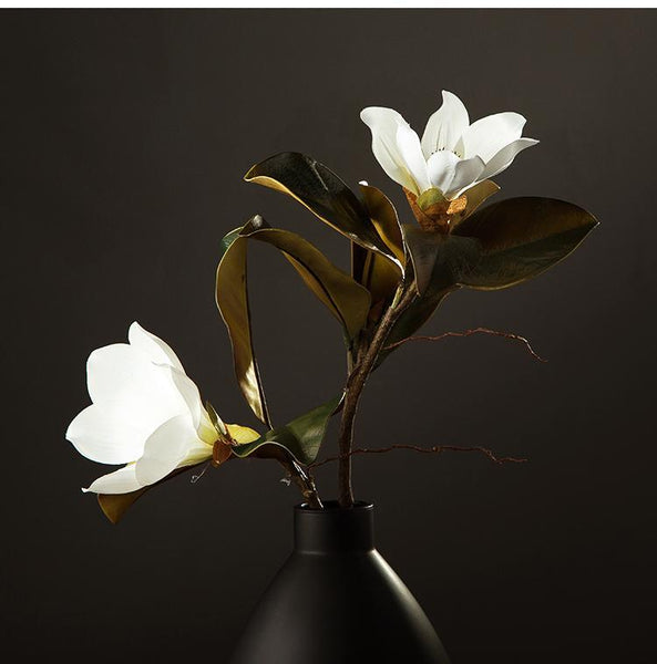 Large White Magnolias Artificial Flowers, Artificial Botany Plants, Magnolia Flower, Silk Flower Arrangement-Art Painting Canvas