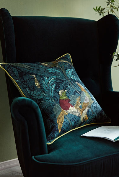 Beautiful Decorative Throw Pillows, Nightingales Cotton Pillow Cover, Decorative Sofa Pillows for Living Room, Bird Decorative Pillows-Art Painting Canvas