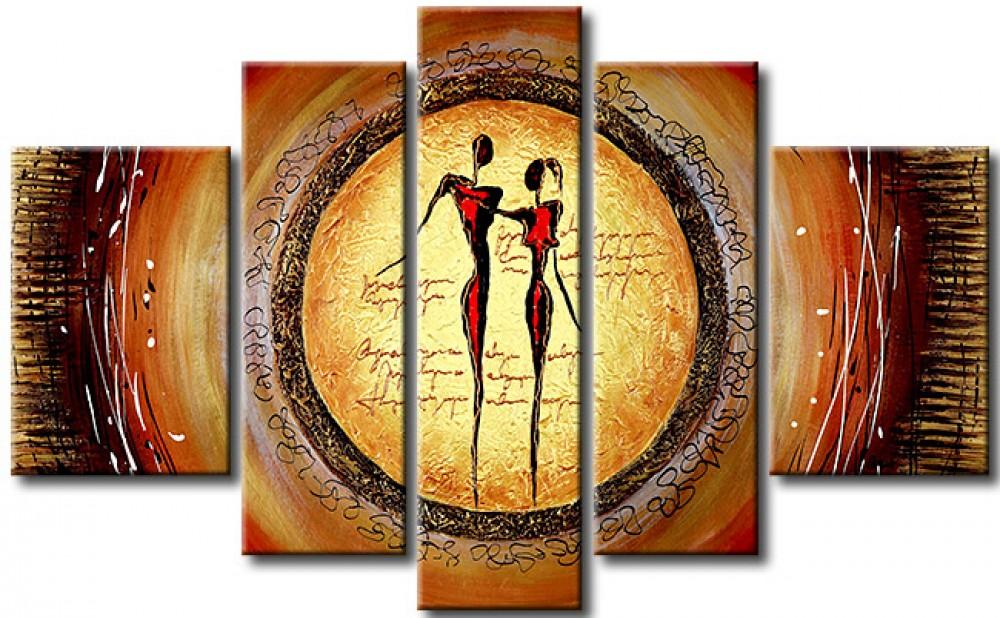 Abstract Art of Love, Acrylic Modern Paintings, 5 Piece Wall Art Painting, Paintings for Living Room, Acrylic Painting for Sale-Art Painting Canvas