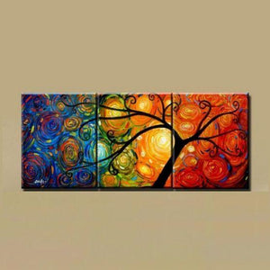 Canvas Painting, Abstract Art Painting, 3 Piece Canvas Art, Tree of Life Painting, Large Group Painting-Art Painting Canvas