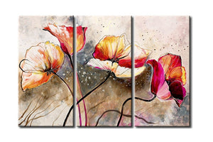 Flower Paintings, 3 Piece Wall Painting, Modern Contemporary Paintings, Acrylic Flower Paintings, Wall Art Paintings-Art Painting Canvas