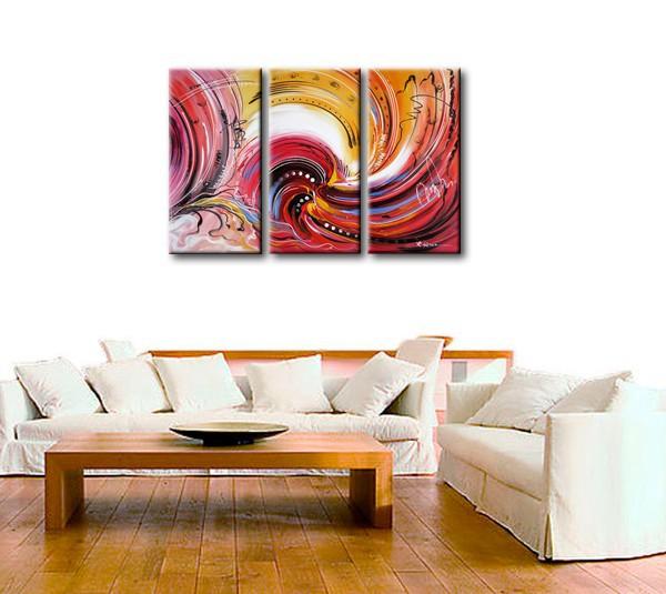Colorful Lines Painting, Abstract Canvas Painting, Dining Room Wall Art Paintings, 3 Piece Art Painting, Modern Abstract Wall Art-Art Painting Canvas