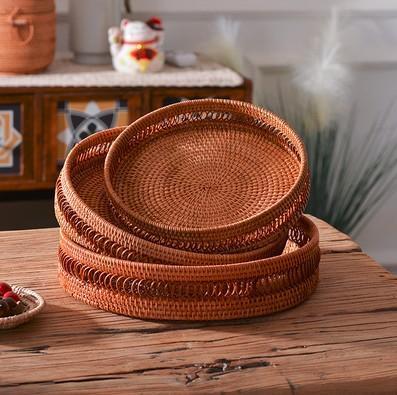 Woven Round Storage Basket, Rattan Stroage Baskets, Storage Baskets for Kitchen, Storage Baskets for Dining Room-Art Painting Canvas