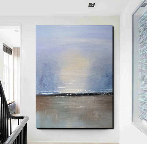 Study Room Wall Art Painting, Abstract Landscape Painting, Seascape Canvas Painting, Hand Painted Artwork, Large Paintings on Canvas-Art Painting Canvas