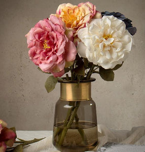 Rose Flower Arrangement, Silk Flower Centerpiece, Artificial Flower Decor, Wedding Decor, Faux Flower-Art Painting Canvas