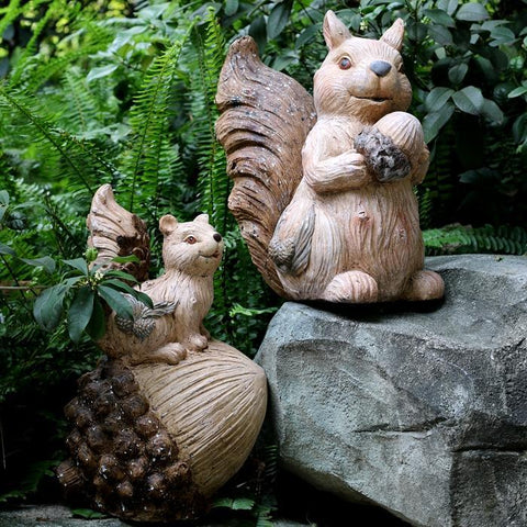 Large Squirrel with Pine Cones Statue for Garden, Animal Statue for Garden Ornament, Villa Outdoor Decor Gardening Ideas-Art Painting Canvas