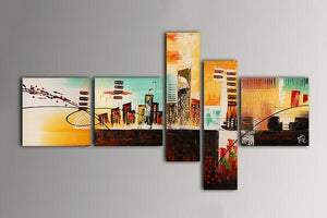 Cityscape Painting, Living Room Wall Art, Modern Paintings, Contemporary Wall Art Painting, Acrylic Artwork-Art Painting Canvas