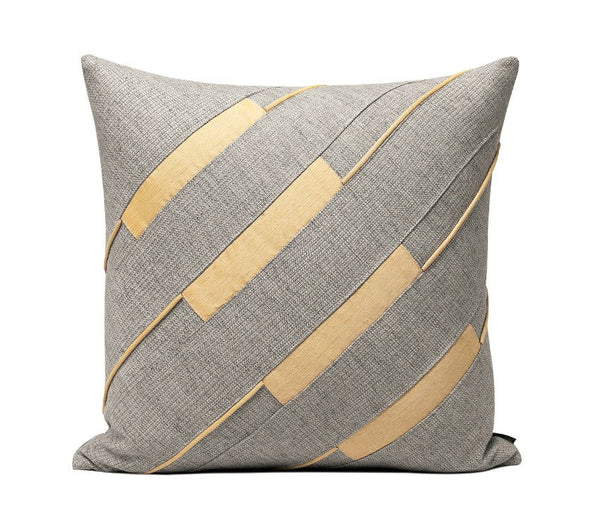 Grey Throw Pillow for Couch, Simple Modern Sofa Pillows, Grey Yellow Decorative Pillows, Modern Throw Pillows for Couch-Art Painting Canvas