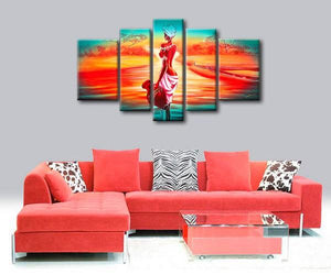 Extra Large Wall Art, African Woman Sunset Painting, Bedroom Canvas Painting, Buy Art Online-Art Painting Canvas