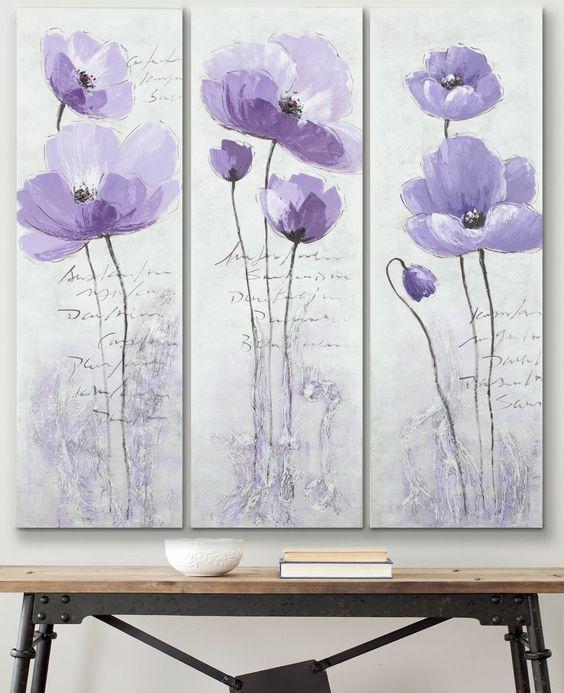 Purple Flower Painting, Abstract Flower Paintings, Bedroom Wall Art Painting, Modern Paintings-Art Painting Canvas