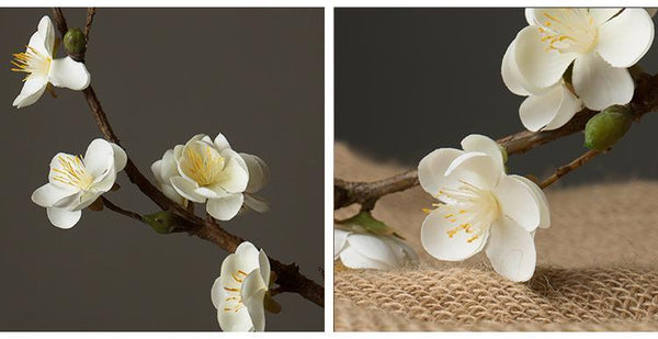 White and Pink Plum Artificial Flowers, Artificial Botany Plants, Silk Flower Arrangement, Plum Flower, Simple Flower Arrangement for Home Decoration-Art Painting Canvas