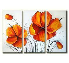 Dining Room Wall Art Painting, Acrylic Flower Paintings, Flower Painting Abstract, Flower Artwork-Art Painting Canvas
