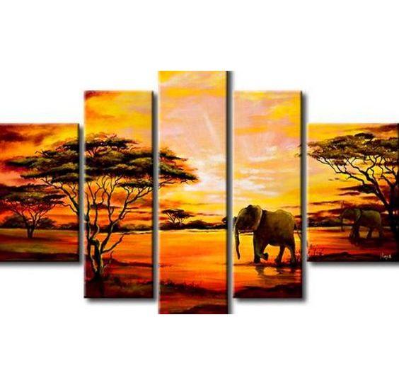 Extra Large Wall Art, African Elephant and Tree Painting, Bedroom Canvas Painting, Buy Art Online-Art Painting Canvas