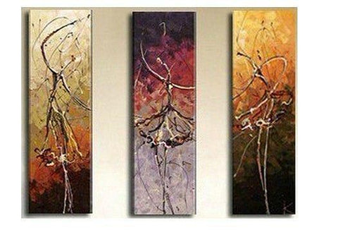 Simple Canvas Painting, Abstract Modern Painting, Ballet Dancer Painting, Bedroom Wall Art Paintings, Acrylic Painting on Canvas, 3 Piece Wall Art-Art Painting Canvas