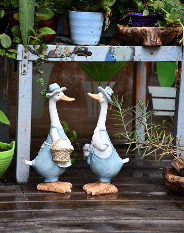 Duck Couple Statue for Garden, Animal Statue for Garden Courtyard Ornament, Villa Outdoor Decor Gardening Ideas-Art Painting Canvas