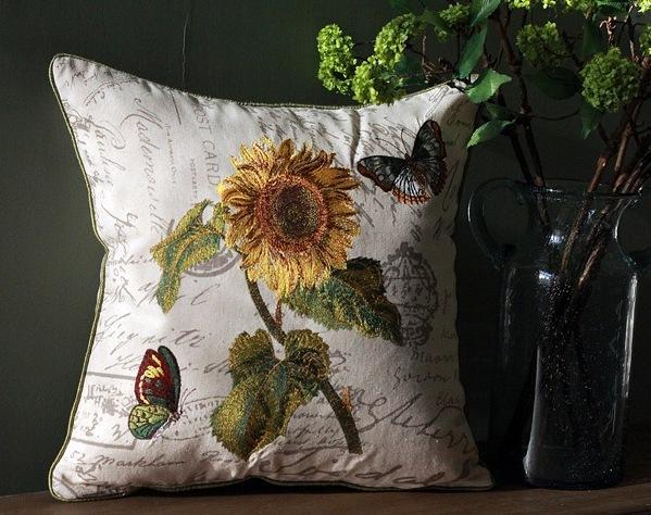 Sunflower Pillow, Spring Flower Pillow, Cotton and Linen Pillow Cover, Rustic Sofa Pillows for Living Room, Decorative Throw Pillows for Couch-Art Painting Canvas