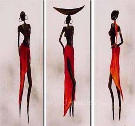 African Woman Painting, Canvas Painting, Abstract Art, Abstract Painting, Acrylic Art, 3 Piece Wall Art-Art Painting Canvas