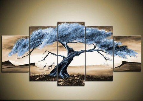 Large Acrylic Painting, Tree of Life Painting, Abstract Painting on Canvas, 5 Piece Canvas Art, Landscape Canvas Paintings, Buy Paintings Online-Art Painting Canvas