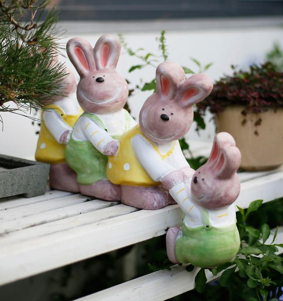 Lovely Rabbits Statues, Cute Rabbits in the Garden, Animal Resin Statue for Garden Ornament, Outdoor Decoration Ideas, Garden Ideas-Art Painting Canvas