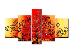 Acrylic Modern Paintings, Tree of Life Painting, 5 Piece Wall Art, Paintings for Living Room, Tree Painting-Art Painting Canvas