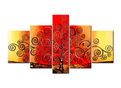 Acrylic Modern Paintings, Tree of Life Painting, 5 Piece Wall Art, Paintings for Living Room, Tree Painting-Art Painting Canvas
