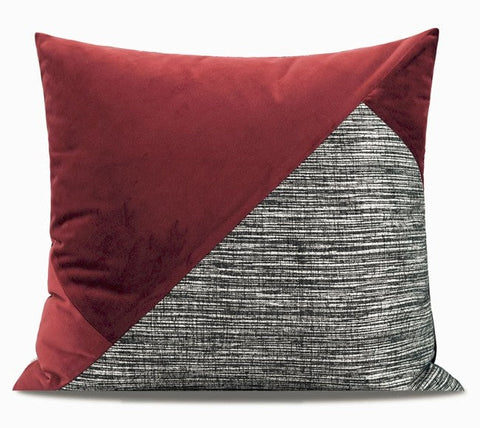 Large Modern Sofa Pillow Covers, Red and Black Contemporary Square Modern Throw Pillows for Couch, Simple Throw Pillow for Interior Design-Art Painting Canvas