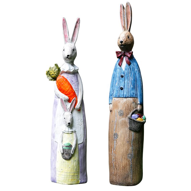 Rabbit Couple in the Garden, Rabbit Resin Statue for Garden Ornament, Lovely Rabbits Statues, Outdoor Decoration Ideas, Garden Ideas-Art Painting Canvas