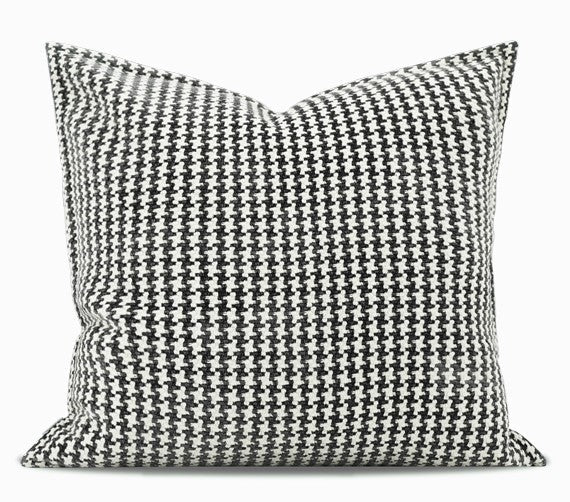 Chequer Modern Sofa Pillows, Large Black and White Decorative Throw Pillows, Contemporary Square Modern Throw Pillows for Couch, Abstract Throw Pillow for Interior Design-Art Painting Canvas