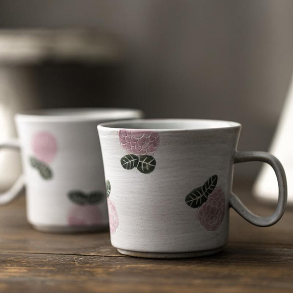 Handmade Pottery Coffee Cup, Rose Ceramic Coffee Mug, Cappuccino Coffee Cup, Tea Cup-Art Painting Canvas