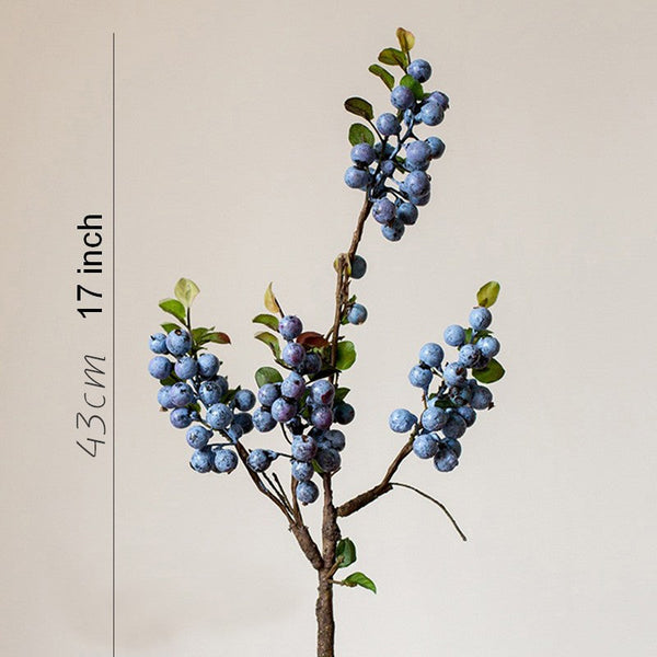 Simple Artificial Flowers for Home Decoration, Flower Arrangement Ideas for Living Room, Blue Cranberry Fruit Branch, Spring Artificial Floral for Bedroom-Art Painting Canvas