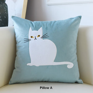 Modern Sofa Decorative Pillows, Cat Decorative Throw Pillows for Couch, Lovely Cat Pillow Covers for Kid's Room, Modern Decorative Throw Pillows-Art Painting Canvas