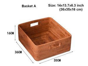 Woven Rattan Storage Baskets for Bedroom, Storage Basket for Shelves, Large Rectangular Storage Baskets for Clothes, Storage Baskets for Kitchen-Art Painting Canvas