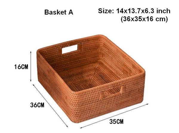 Woven Rattan Storage Baskets for Bedroom, Storage Basket for Shelves, Large Rectangular Storage Baskets for Clothes, Storage Baskets for Kitchen-Art Painting Canvas