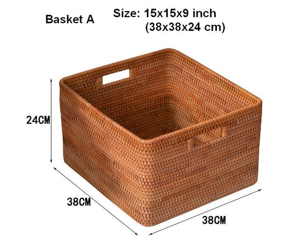 Oversized Rattan Storage Basket, Extra Large Rectangular Storage Basket for Clothes, Storage Baskets for Bathroom, Bedroom Storage Baskets-Art Painting Canvas