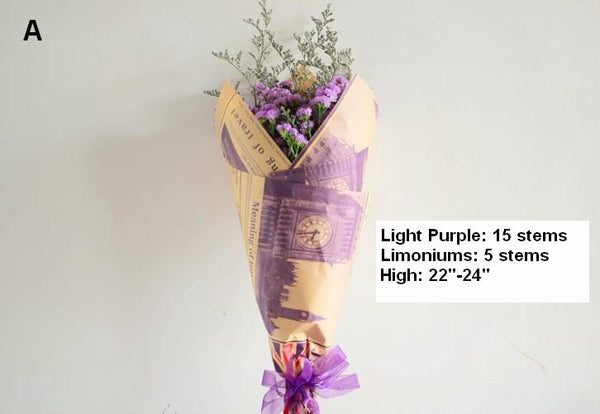 Floral Arrangement, A Bunch Dried Statices Flowers with Limoniums, Dried Flowers-Art Painting Canvas