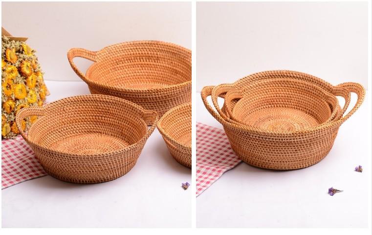 Vietnam Handmade Round Basket, Woven Basket, Woven Basket, Rustic Basket