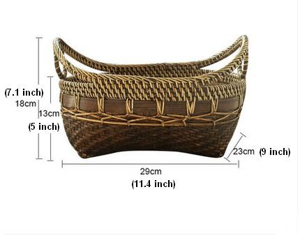 Indonesia Hand Woven Storage Basket, Natural Bamboo Baskets, Small Rustic Basket-Art Painting Canvas