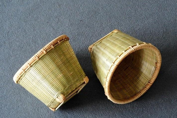 Natural Bamboo Basket, Rustic Basket, Hand Woven Snacks Basket, Round Decorative Basket-Art Painting Canvas