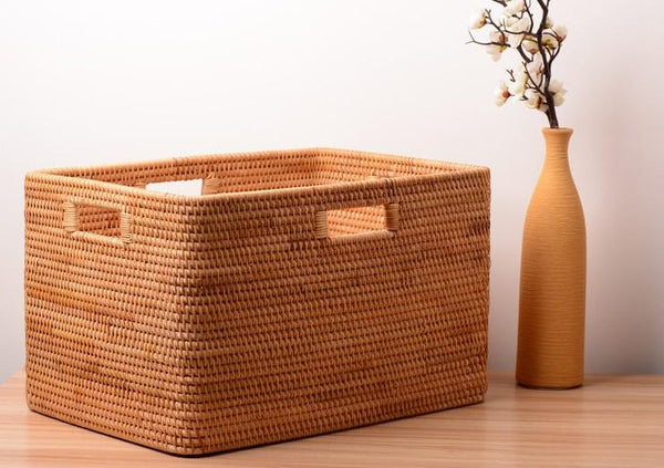 Rattan Basket, Rectangular Storage Basket, Storage Baskets for Shelves, Storage Baskets for Bedroom, Laundry Storage Basket for Clothes-Art Painting Canvas