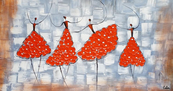 Contemporary Wall Art Ideas, Ballet Dancer Painting, Acrylic Canvas Painting, Buy Art Online, Abstract Painting for Dining Room-Art Painting Canvas