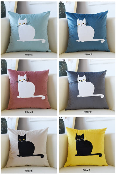 Modern Sofa Decorative Pillows, Cat Decorative Throw Pillows for Couch, Lovely Cat Pillow Covers for Kid's Room, Modern Decorative Throw Pillows-Art Painting Canvas