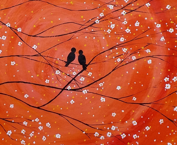 Wedding Gift Original Painting Love Birds Painting Abstract Art Oil Painting Canvas Painting Bedroom Wall Art Canvas Wall Art Modern Art-Art Painting Canvas