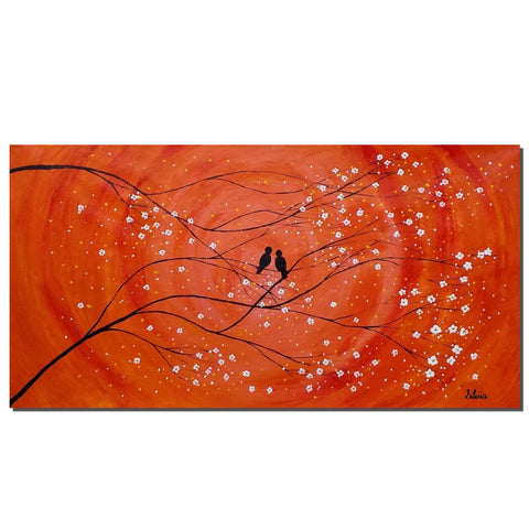 Wedding Gift Original Painting Love Birds Painting Abstract Art Oil Painting Canvas Painting Bedroom Wall Art Canvas Wall Art Modern Art-Art Painting Canvas