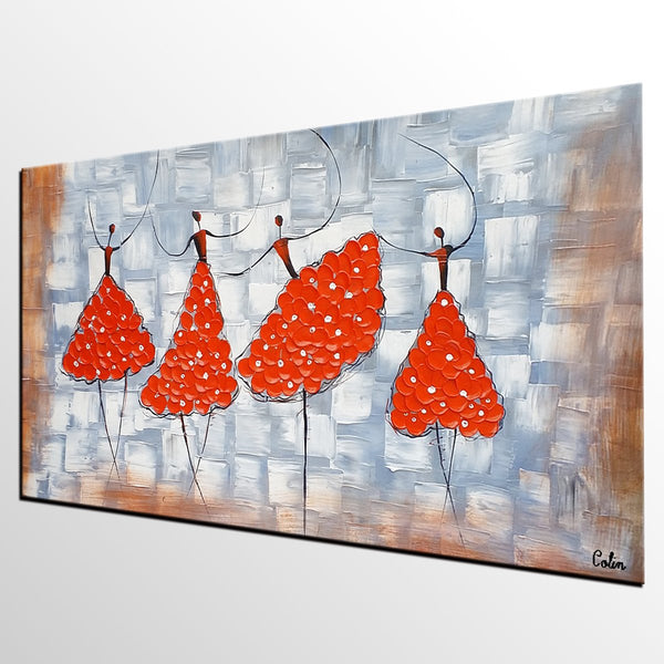 Contemporary Wall Art Ideas, Ballet Dancer Painting, Acrylic Canvas Painting, Buy Art Online, Abstract Painting for Dining Room-Art Painting Canvas