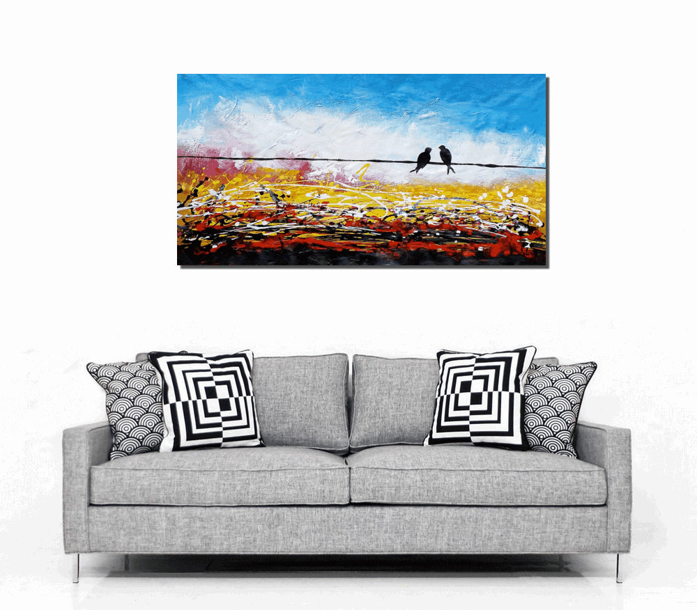 Love Birds Painting, Canvas Art, Abstract Art, Oil Painting, Wall Art, Abstract Painting, Large Art, Canvas Painting, Original Painting-Art Painting Canvas