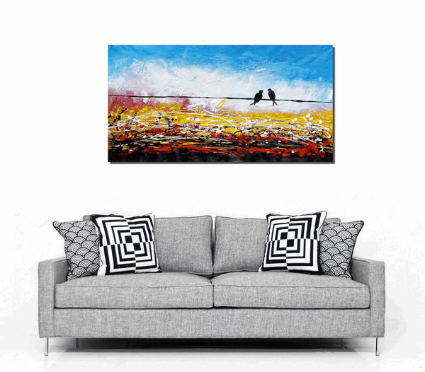 Love Birds Painting, Canvas Art, Abstract Art, Oil Painting, Wall Art, Abstract Painting, Large Art, Canvas Painting, Original Painting-Art Painting Canvas