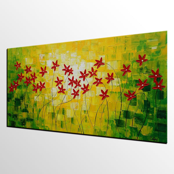 Flower Painting, Abstract Wall Art, Custom Canvas Art, Contemporary Artwork, Art on Canvas 269-Art Painting Canvas