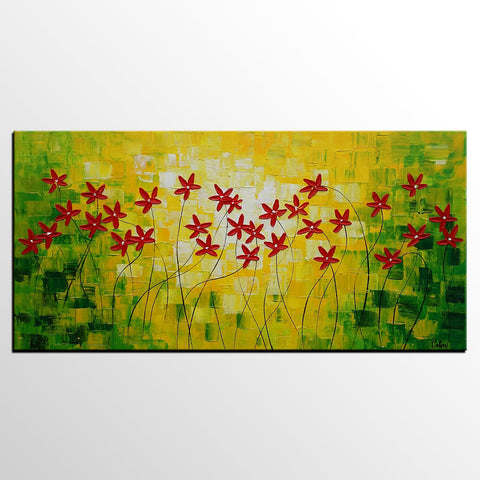 Flower Painting, Abstract Wall Art, Custom Canvas Art, Contemporary Artwork, Art on Canvas 269-Art Painting Canvas