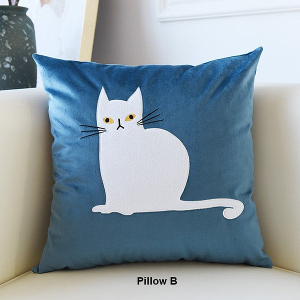 Modern Decorative Throw Pillows, Lovely Cat Pillow Covers for Kid's Room, Modern Sofa Decorative Pillows, Cat Decorative Throw Pillows for Couch-Art Painting Canvas